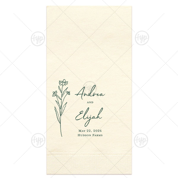 Wildflower Couple Napkin Paper Guest Towel (Foil)