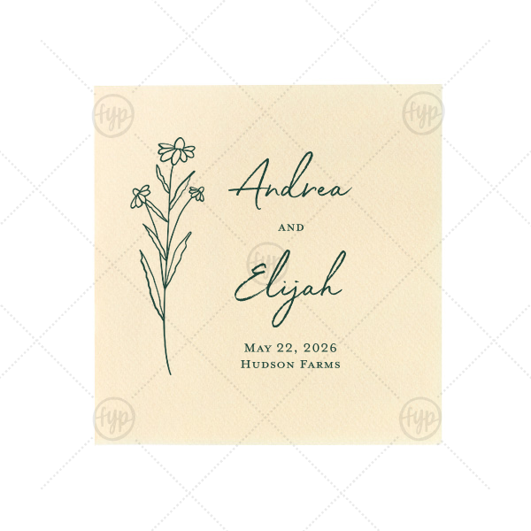 Wildflower Couple Napkin Petite Cocktail Napkin (Foil)