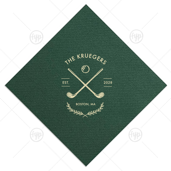 Family Name Golf Napkin Cocktail Napkin (Foil)