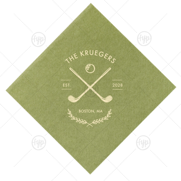 Family Name Golf Napkin Petite Cocktail Napkin (Foil)