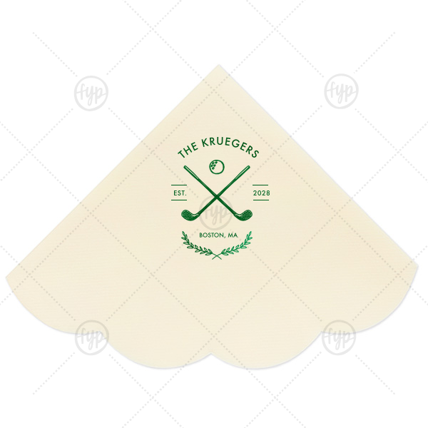 Family Name Golf Napkin Scalloped Luncheon Napkin (Foil)