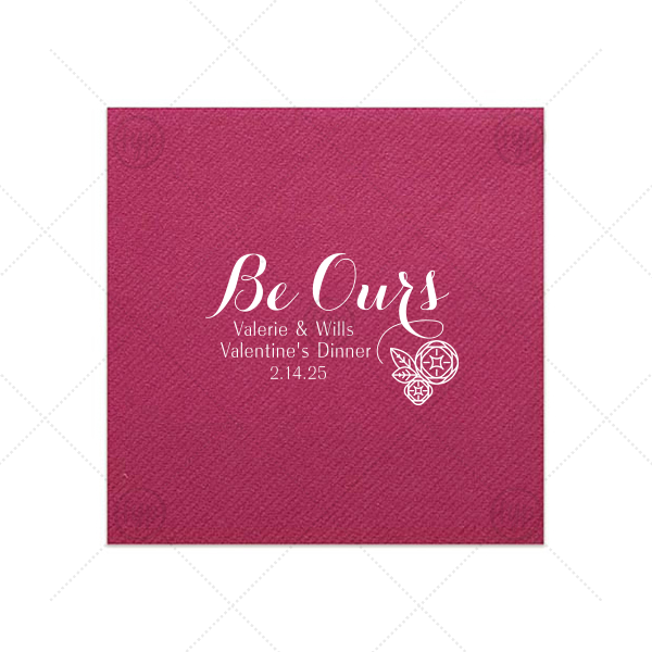 Valentine Couple Napkin | Our personalized Plum Cocktail Napkin with Satin Sterling Silver Foil has a Geo Flowers graphic and is good for use in Floral themed parties and couldn't be more perfect. It's time to show off your impeccable taste.