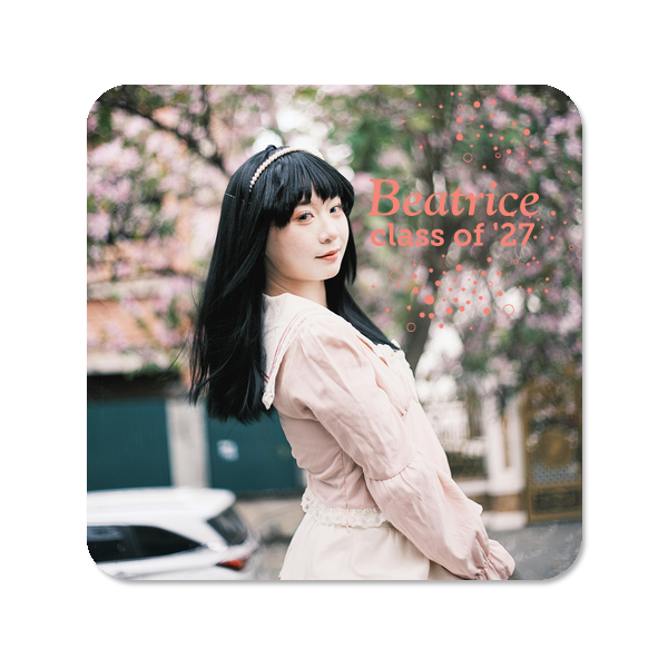 Graduate Name and Class Custom Photo Coaster Square Coaster (Photo)