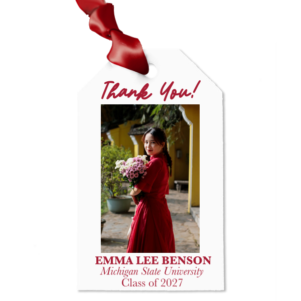 Script Thank You Class Of Graduation Custom Photo Gift Tag Custom Photo Luggage Tag