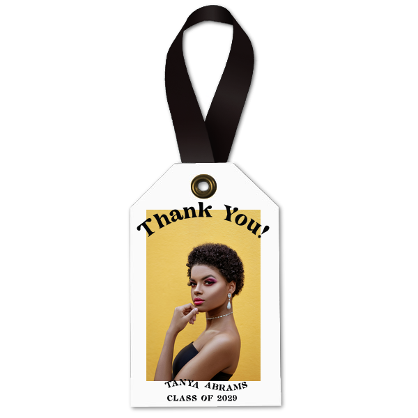 Modern Graduation Thank You Custom Photo Gift Tag Wine Bottle Gift Tag (Photo)