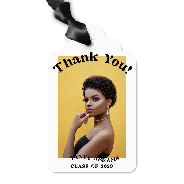 Modern Graduation Thank You Custom Photo Gift Tag Round Arch Gift Tag (Photo)