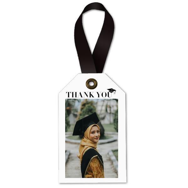 Thank You Graduation Cap Custom Photo Gift Tag Wine Bottle Gift Tag (Photo)