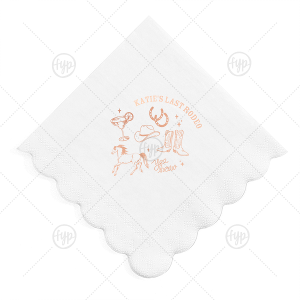 Yee Haw Scalloped Napkin Cocktail Napkin (Foil)