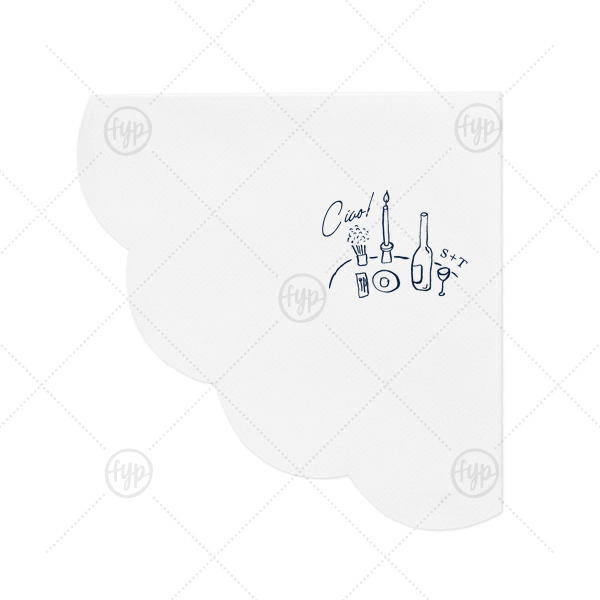 Romantic Dinner Scalloped Luncheon Napkin Scalloped Luncheon Napkin (Foil)