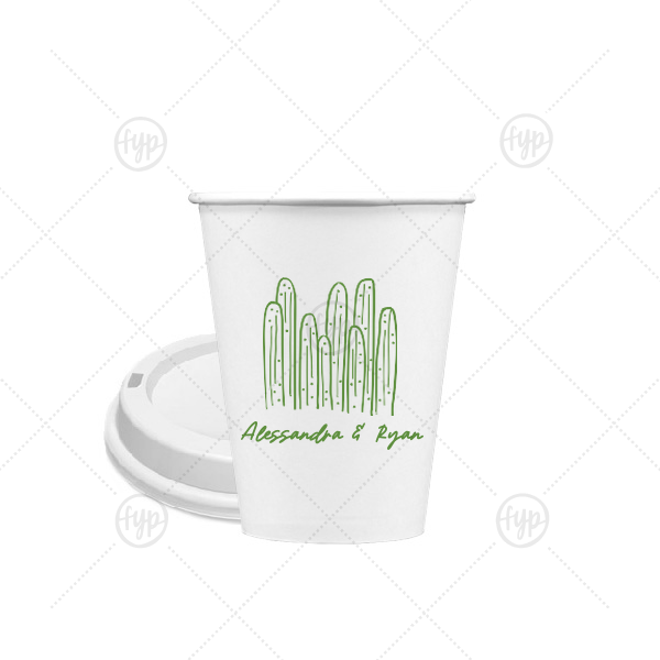Southwest Cactus Cup 8-oz. Single Wall Paper Hot Cup (Ink)