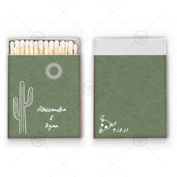 Southwest Skull & Cactus Matchbox Square Matchbox (Foil)