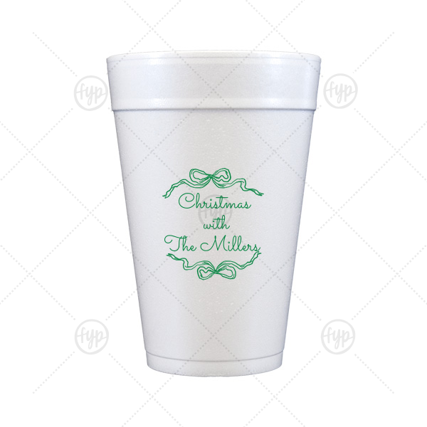 Holiday Bow Ribbon Cup 32-oz. Styrofoam Cup (Ink) 