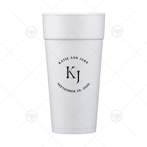 Nuptial Arch Initials Cup 24-oz. Styrofoam Cup (Ink) 