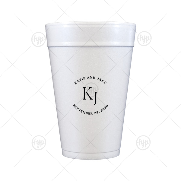 Nuptial Arch Initials Cup 32-oz. Styrofoam Cup (Ink) 