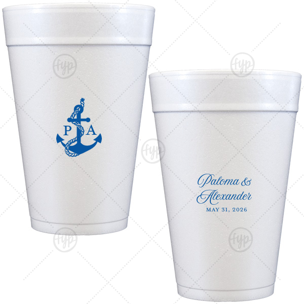 Anchor Nautical Nuptial Cup 32-oz. Styrofoam Cup (Ink) 