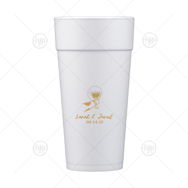 Toasting Hands Wedding Cup 24-oz. Styrofoam Cup (Ink) 