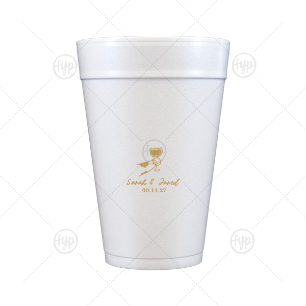 Toasting Hands Wedding Cup 32-oz. Styrofoam Cup (Ink) 