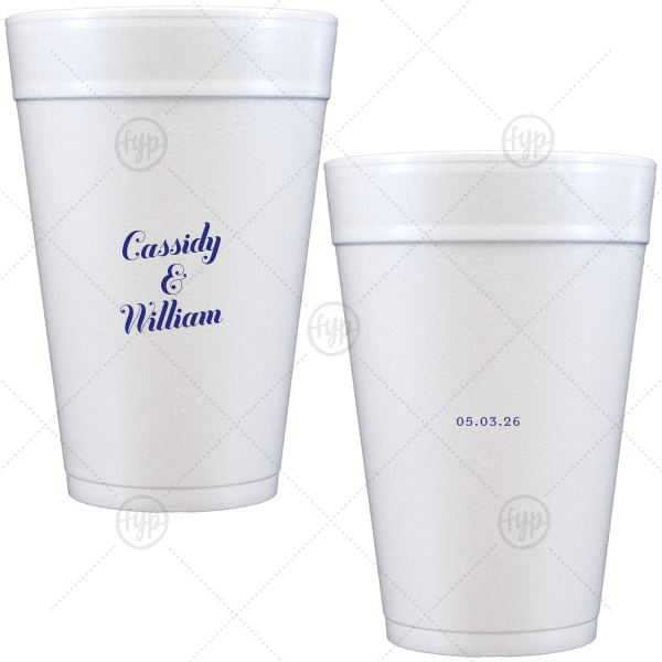 Relaxed Couples Name and Date Cup 32-oz. Styrofoam Cup (Ink) 