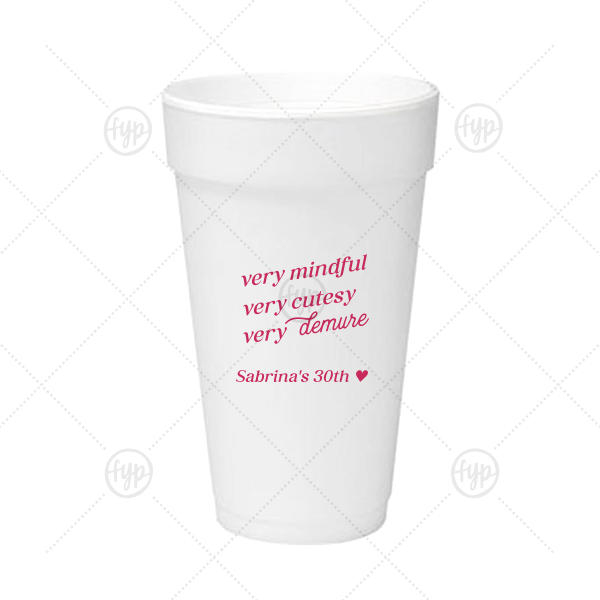 Very Demure Cup 20-oz. Styrofoam Cup (Ink) 