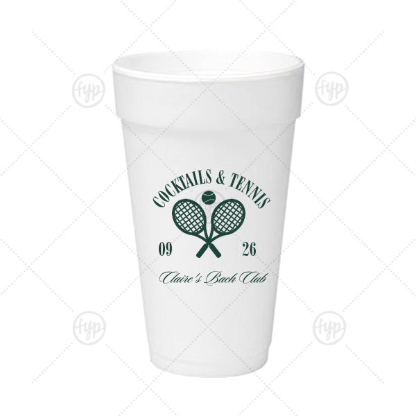 Cocktails & Tennis Cup 20-oz. Styrofoam Cup (Ink) 