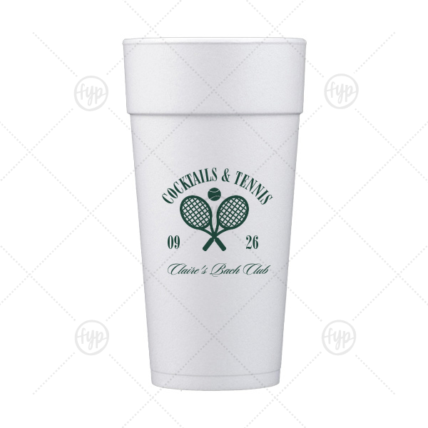 Cocktails & Tennis Cup 24-oz. Styrofoam Cup (Ink) 