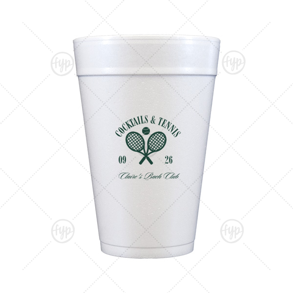 Cocktails & Tennis Cup 32-oz. Styrofoam Cup (Ink) 