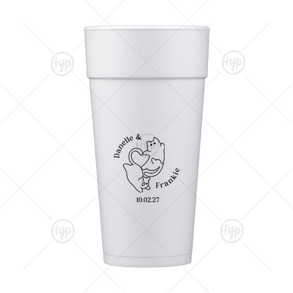 Cat Tails of Love Wedding Cup 24-oz. Styrofoam Cup (Ink) 