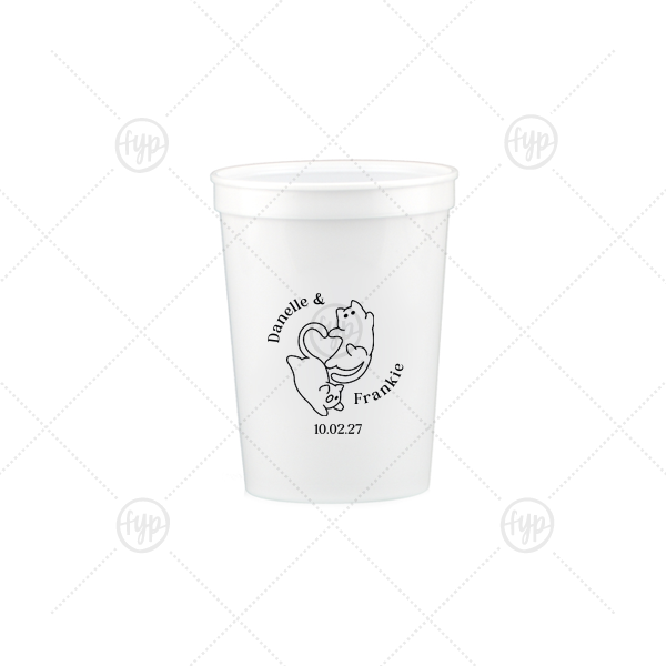 Cat Tails of Love Wedding Cup 12-oz. Stadium Cup (Ink)