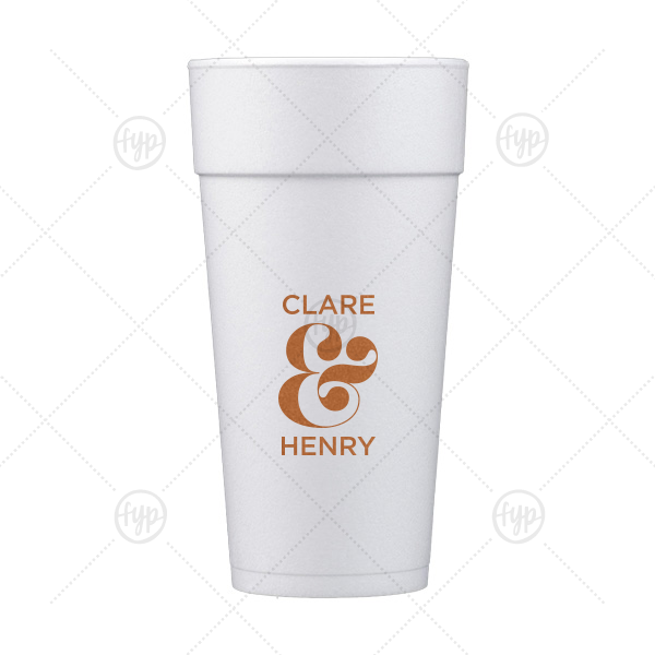 Bold Ampersand Names Wedding Cup 24-oz. Styrofoam Cup (Ink) 