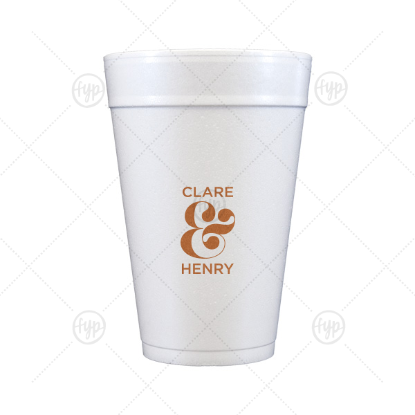 Bold Ampersand Names Wedding Cup 32-oz. Styrofoam Cup (Ink) 