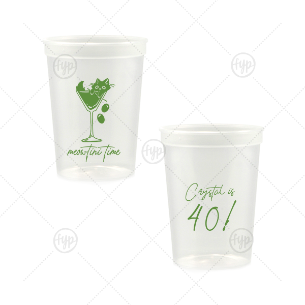 Meowtini Time Birthday Cup 12-oz. Stadium Cup (Ink)