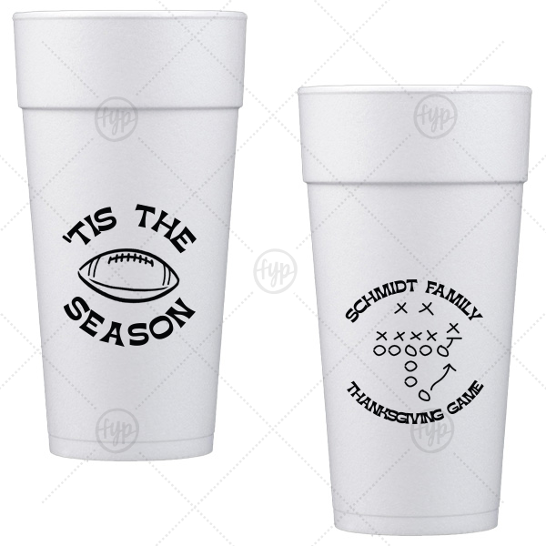 Football Tis The Season Cup 24-oz. Styrofoam Cup (Ink) 
