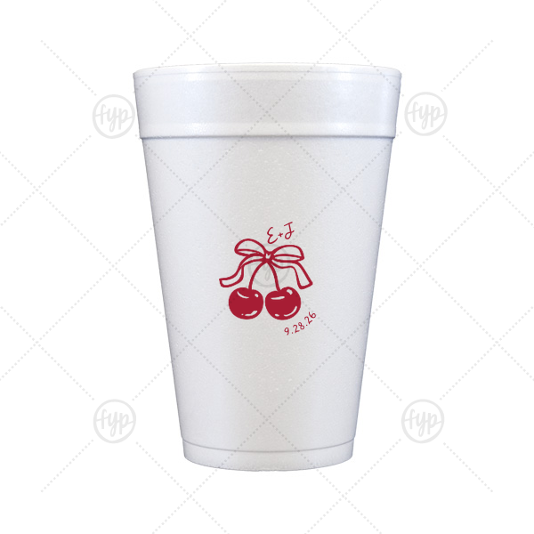 Cherry Bow Initials Cup 32-oz. Styrofoam Cup (Ink) 