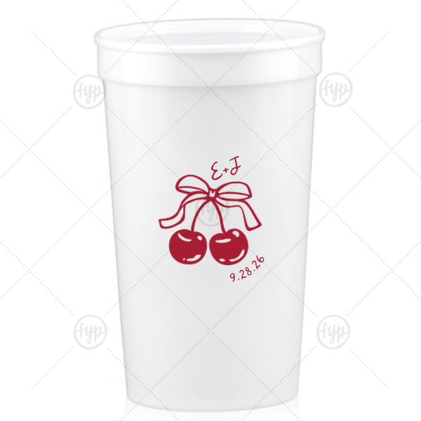 Cherry Bow Initials Cup 32-oz. Stadium Cup (Ink)