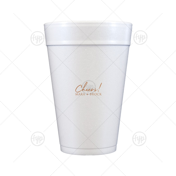 Cheers to the Couple Name Cup 32-oz. Styrofoam Cup (Ink) 