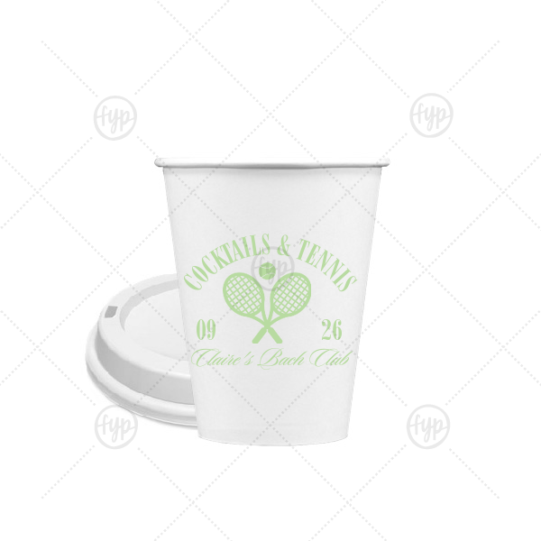 Cocktails & Tennis Cup 8-oz. Single Wall Paper Hot Cup (Ink)