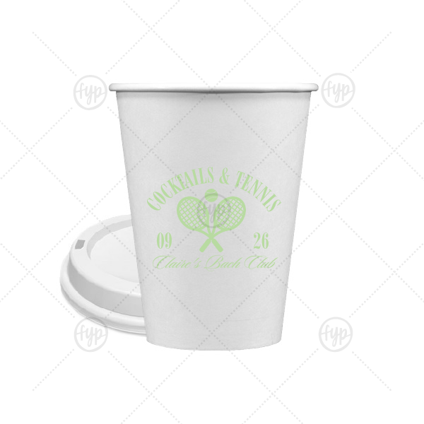 Cocktails & Tennis Cup 12-oz. Single Wall Paper Hot Cup (Ink)