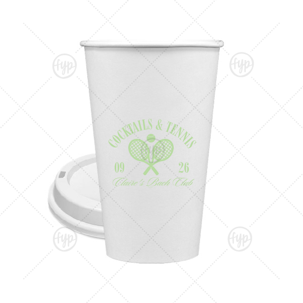 Cocktails & Tennis Cup 16-oz. Single Wall Paper Hot Cup (Ink)