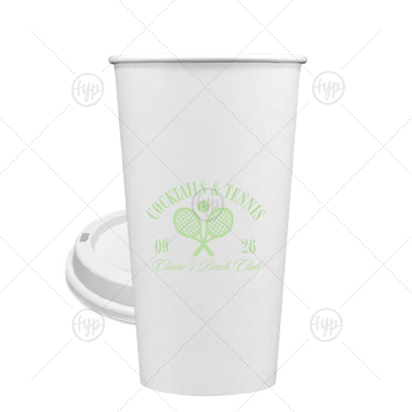Cocktails & Tennis Cup 20-oz. Single Wall Paper Hot Cup (Ink)