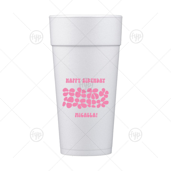 Retro Floral Groove Cup 24-oz. Styrofoam Cup (Ink) 