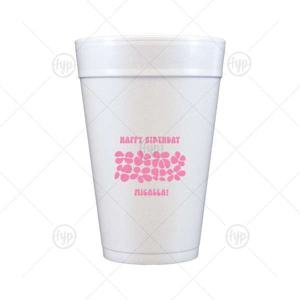 Retro Floral Groove Cup 32-oz. Styrofoam Cup (Ink) 