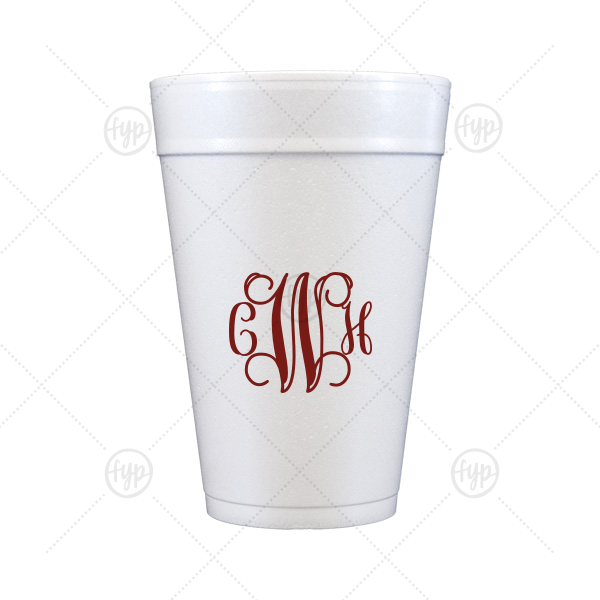 Vine Monogram Cup 32-oz. Styrofoam Cup (Ink) 