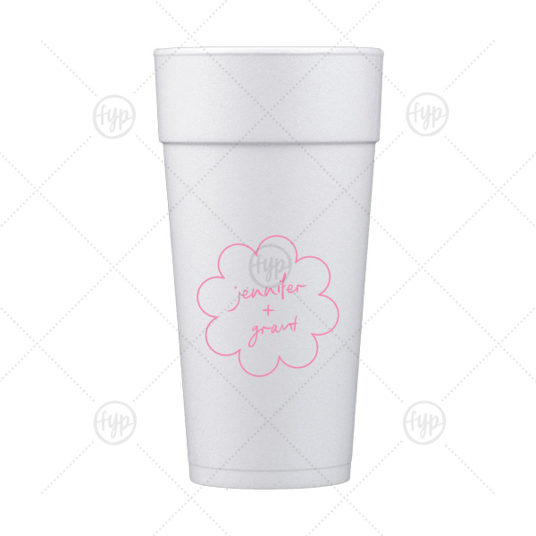Kitschy Cocktail Hour Floral Frame Cup 24-oz. Styrofoam Cup (Ink) 