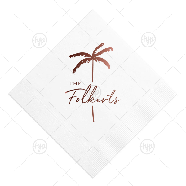 Palm Tree Family Name Napkin Cocktail Napkin (Foil)