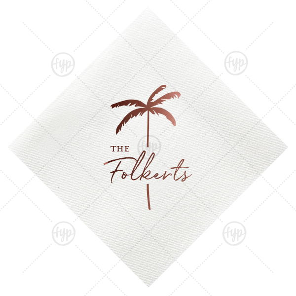 Palm Tree Family Name Napkin Cocktail Napkin (Foil)