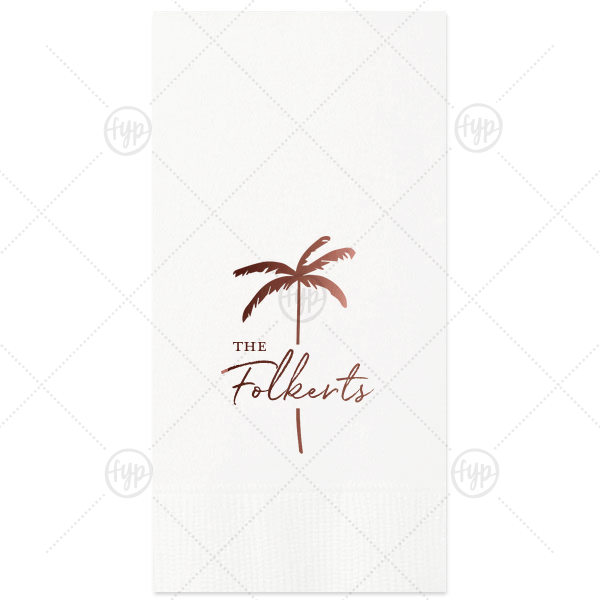 Palm Tree Family Name Napkin Paper Guest Towel (Foil)