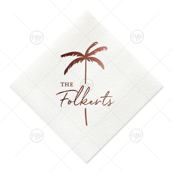 Palm Tree Family Name Napkin Petite Cocktail Napkin (Foil)