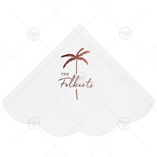 Palm Tree Family Name Napkin Scalloped Luncheon Napkin (Foil)