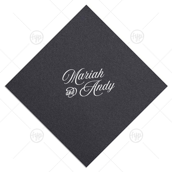 Romantic Stacked Script Napkin Cocktail Napkin (Foil)