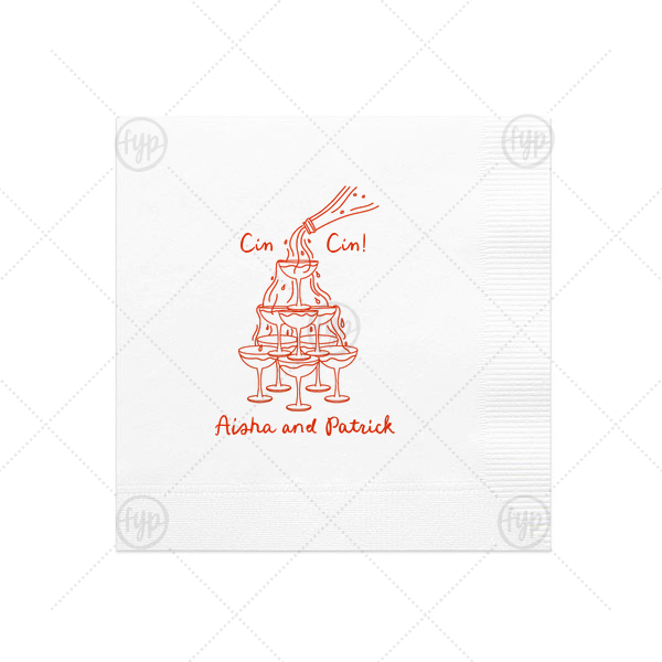 Cin Cin Champagne Tower Napkin Cocktail Napkin (Foil)